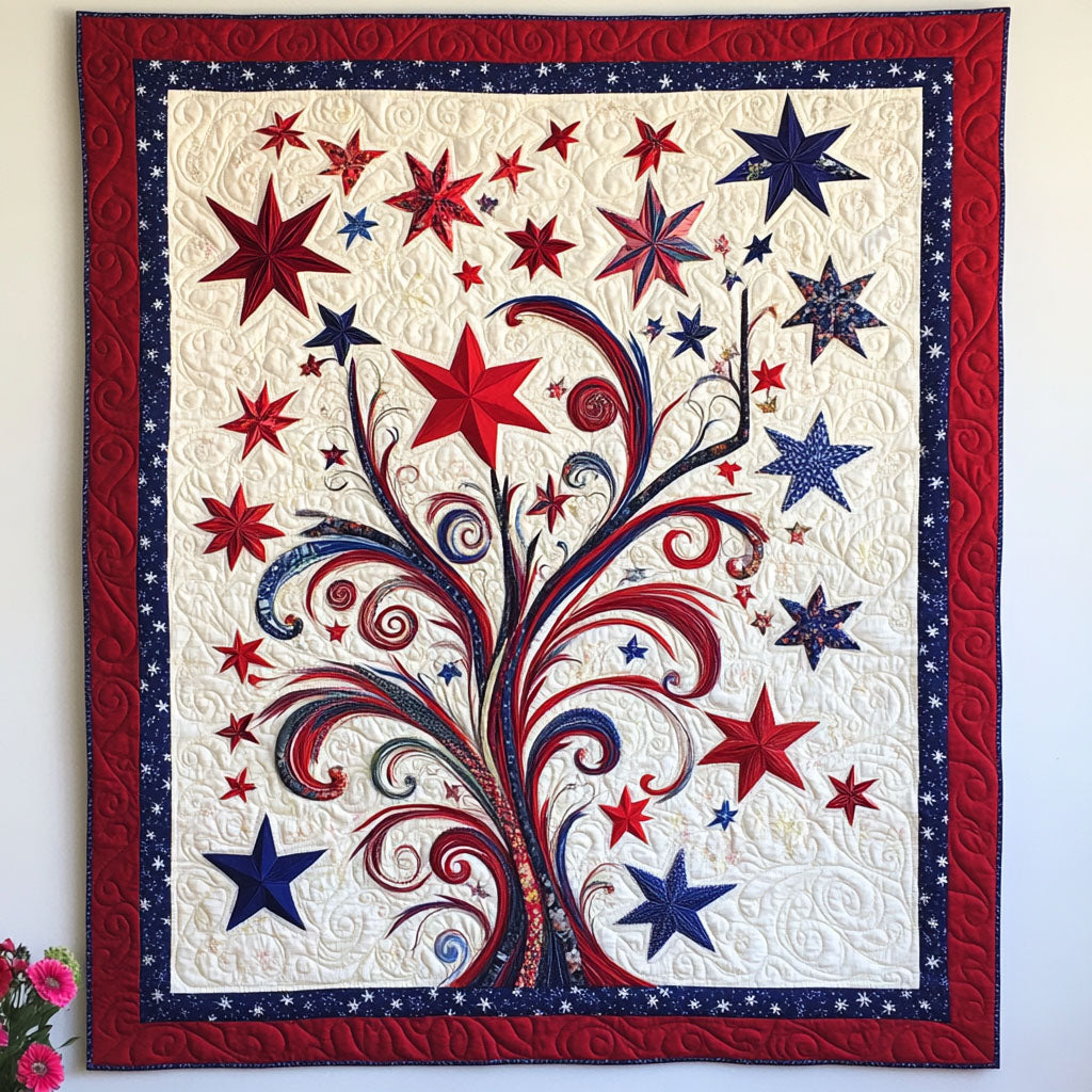 Freedom in Bloom Quilted Blanket Best King Size Sheets Fourth Of July Gift Ideas