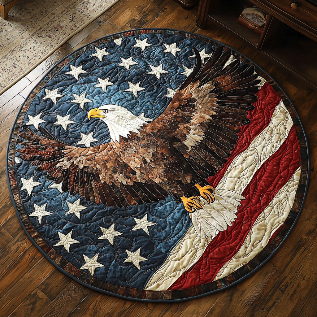 Freedom Soars Quilted Round Mat Small Round Carpets Special Gifts For Dad From Son