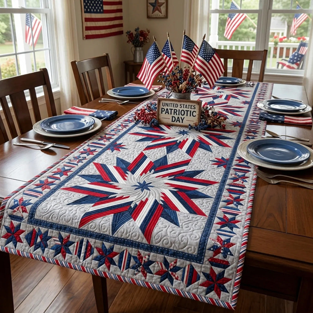Freedom Stars Quilted Table Runner 5 Of July Centerpieces Patriotic Fathers Day Gifts