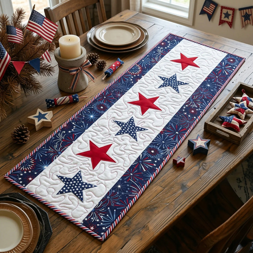 Freedom Stars Quilted Table Runner Fourth Of July Table Centerpiece Best Patriotic Gifts