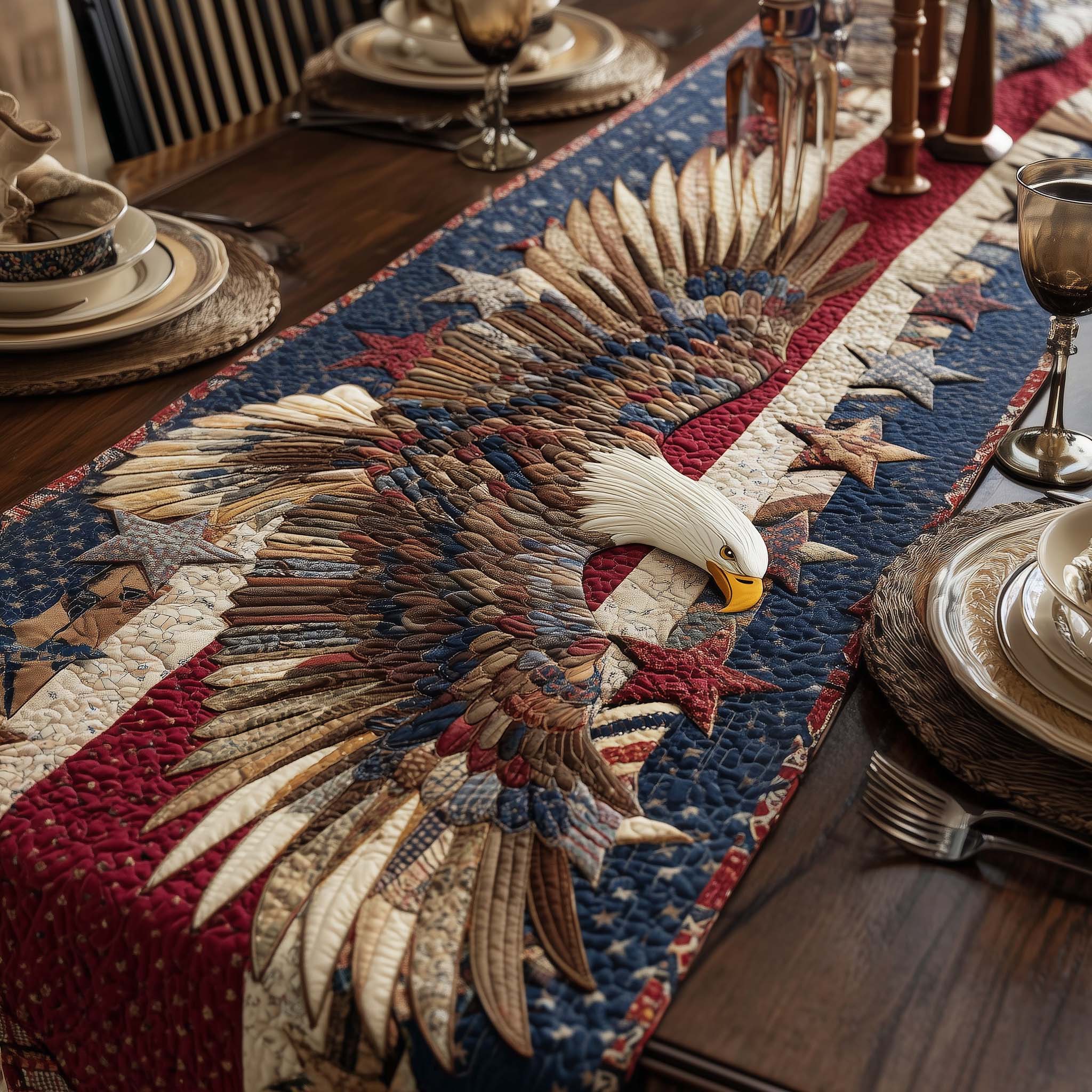 Freedom Valor Heritage Quilted Table Runner 4th Of July Table Ideas Fourth Of July Gifts