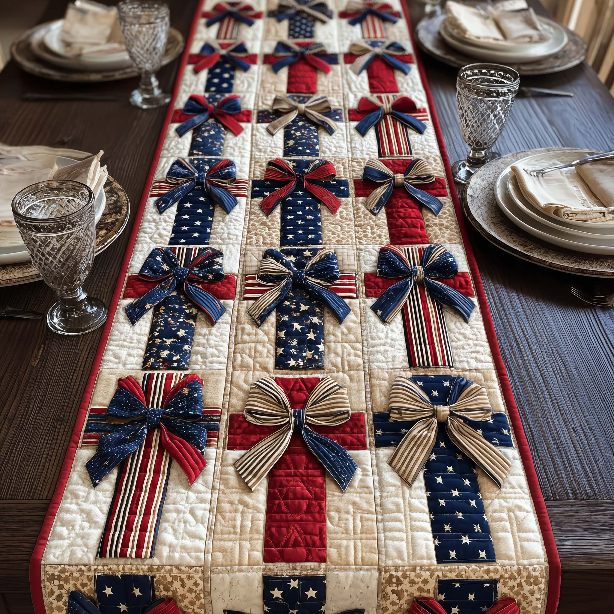 Freedom Valor Heritage Quilted Table Runner Patriotic Table Centerpieces Patriotic Presents