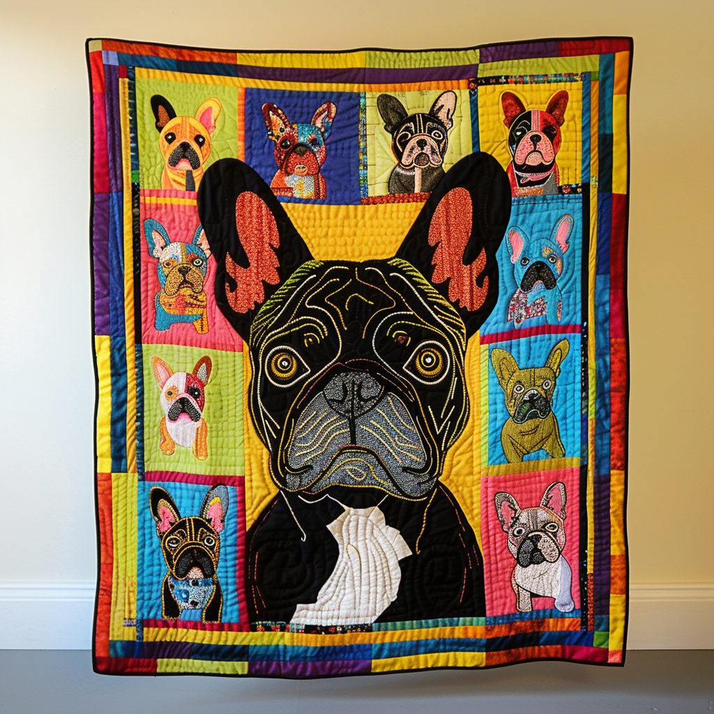 French Bulldog Art Quilted Blanket Nice Bedding Sets Bulldog Themed Gifts