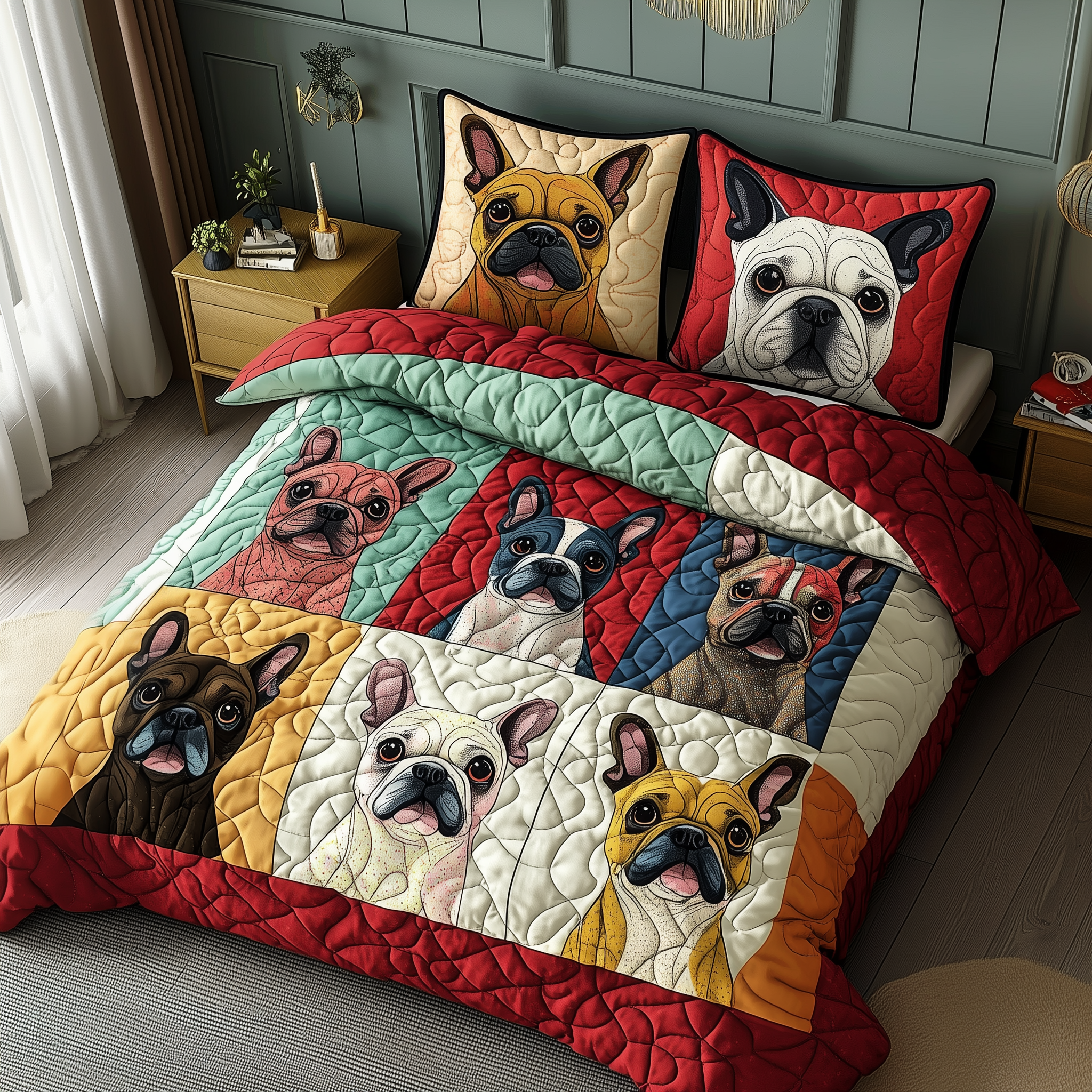 French Bulldog Quilted Bedding Set Best Bedding Comforter Sets Cute French Bulldog Gifts