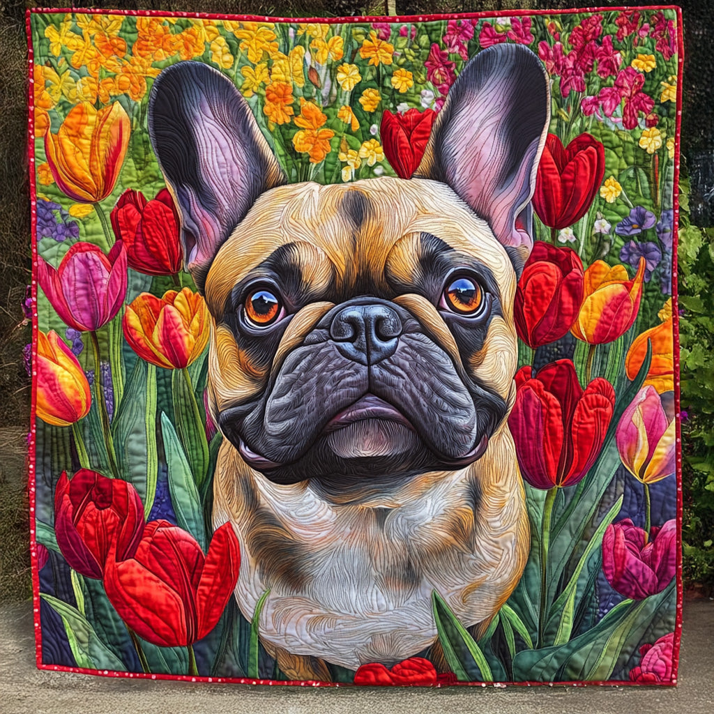 Frenchie Meadows Quilted Blanket Bed Decorations Cute French Bulldog Gifts