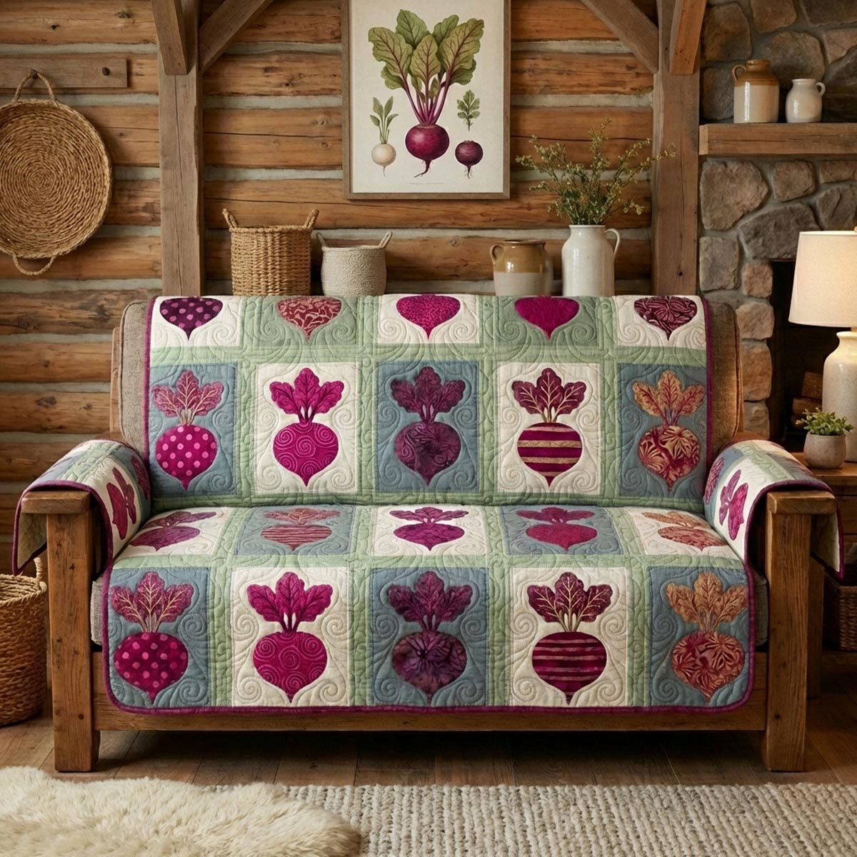 Fresh Beets Quilted Sofa Cover Couch Cushion Covers Bee Themed Gifts
