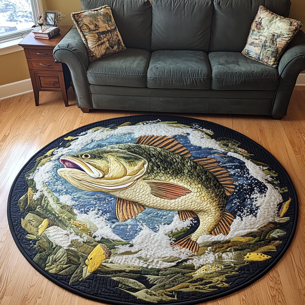 Fresh Catch Quilted Round Mat Circle Mat Best Fishing Gifts For Dad