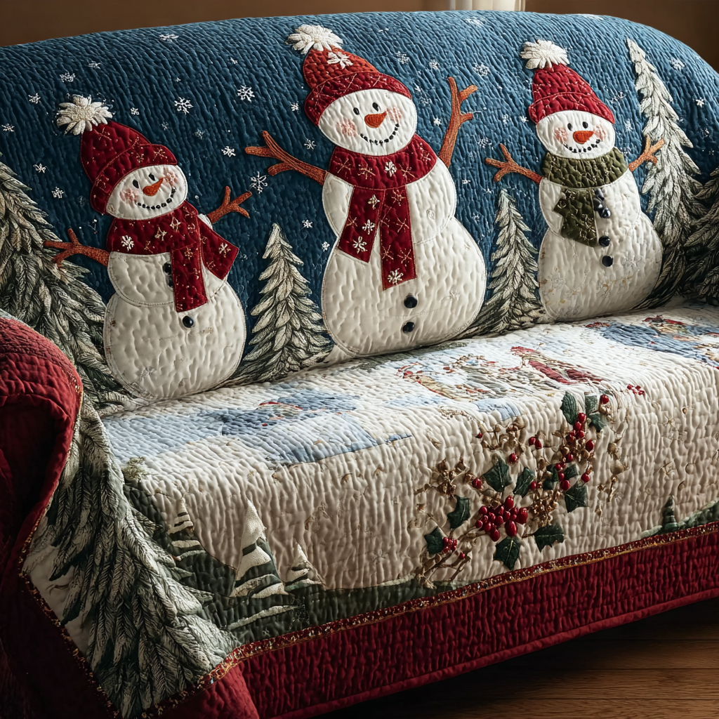 Friendly Snowman Quilted Sofa Cover Sofa Chair Covers Secret Santa Gift Ideas