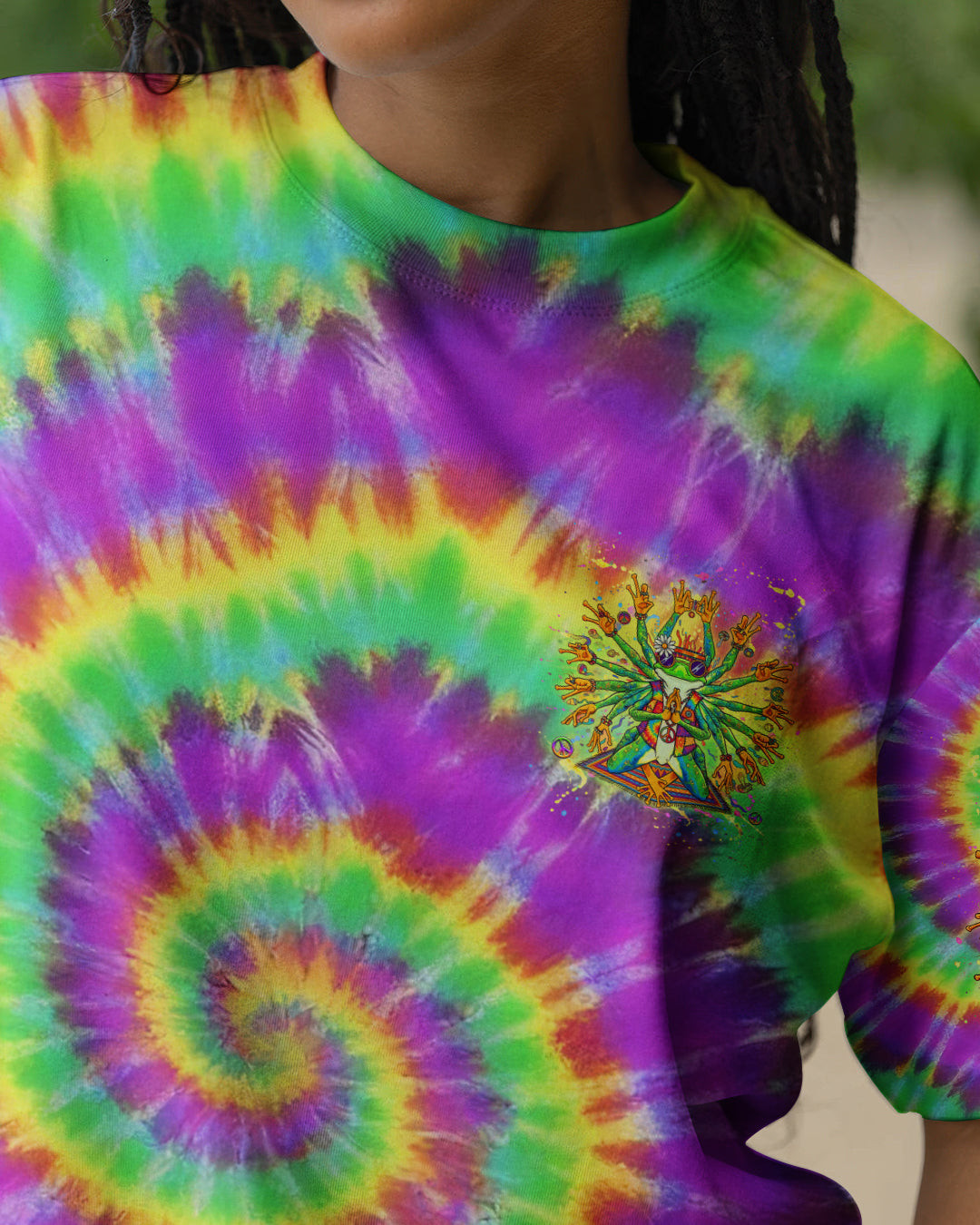 Frog Be You The World Will Adjust T-Shirt Colorful Tie-Dye Frog With Peace Signs Gift For Wife - Image 2