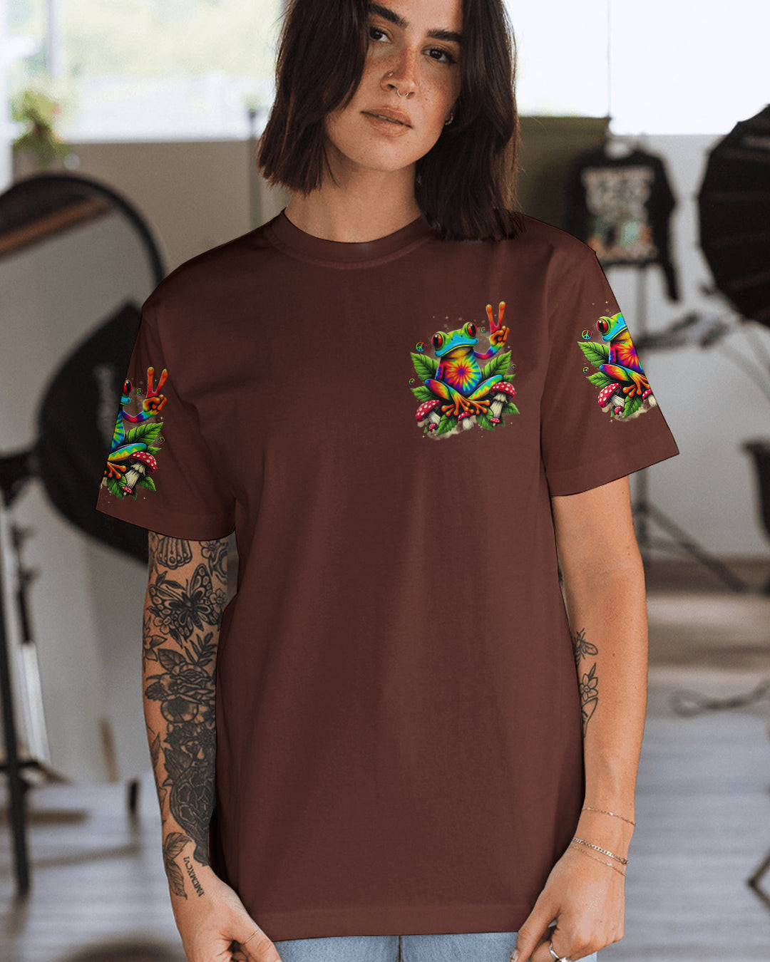 Frog Be You The World Will Adjust T-Shirt Psychedelic Frog With Mushroom Merch Gift For Women