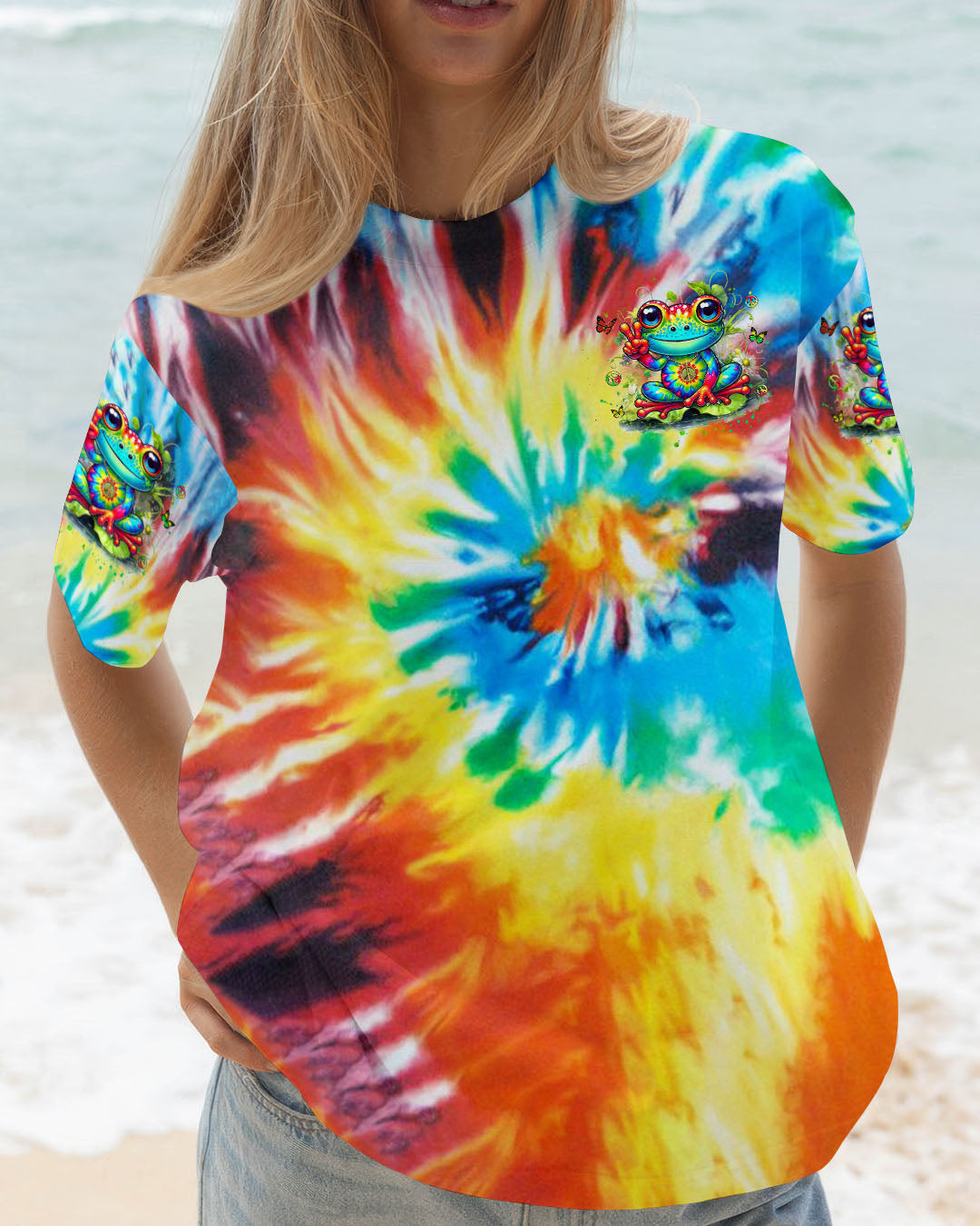 Frog Be You The World Will Adjust T-Shirt Tie-Dye Unique Frog With Peace Signs Perfect For Wife