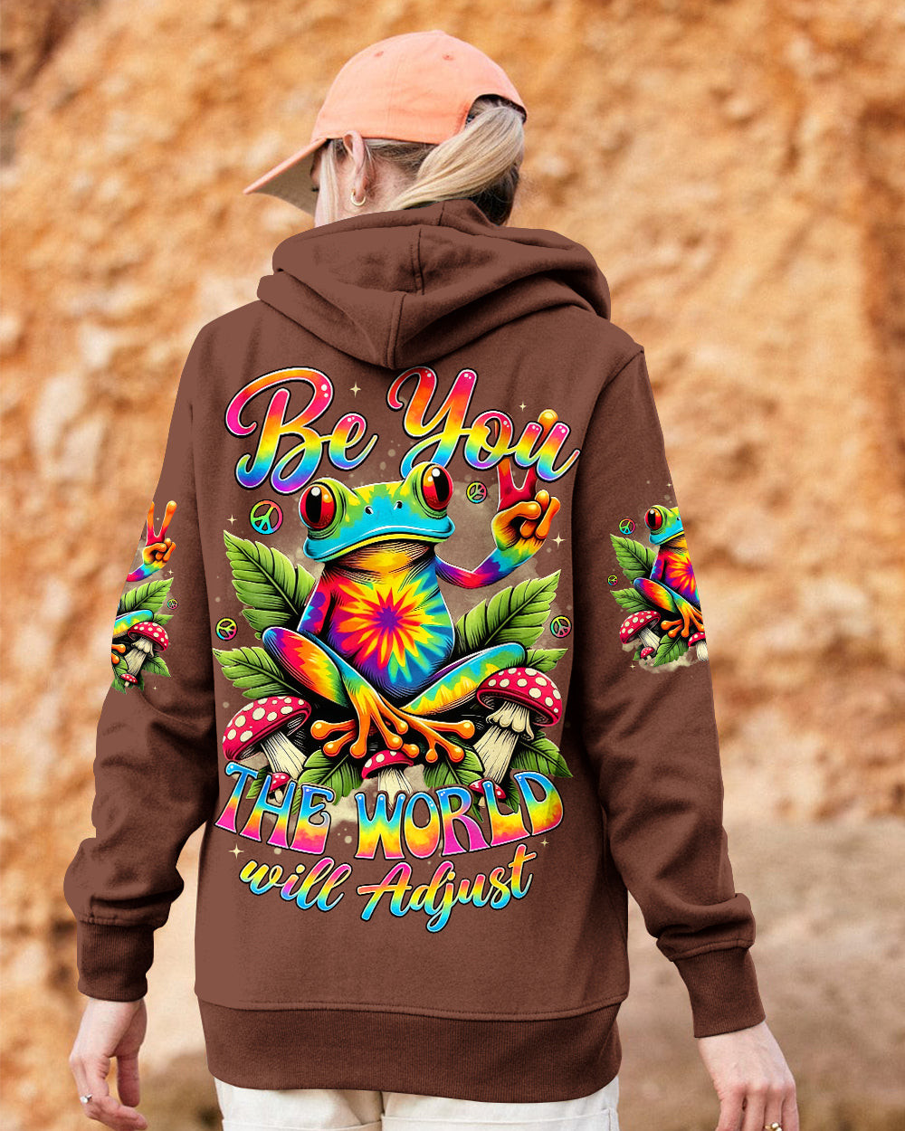 Frog Be You The World Will Adjust Zipper Hoodie Vibrant Motivational Quote Pullover For Women - Image 2