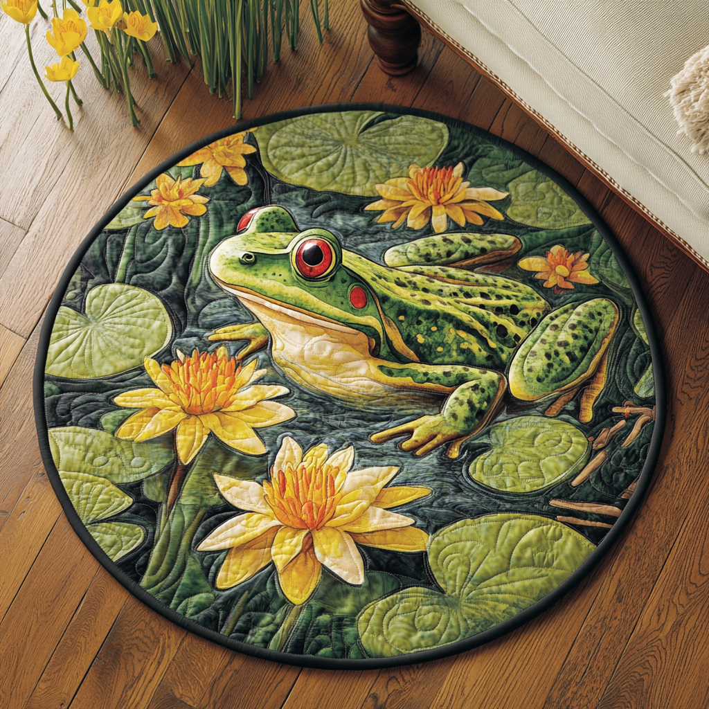 Frog Haven Quilted Round Mat Floor Mat Round Mothers Day Gift For Sister
