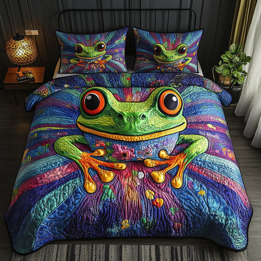 Frog Whisperer Quilted Bedding Set Bed Decor Ideas Frog Gifts For Adults