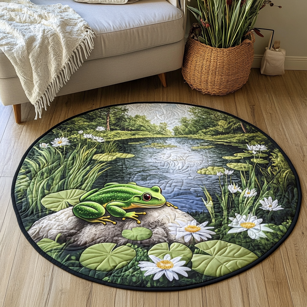 Froggy Spot Quilted Round Mat Round Mats For Floor Cute Gifts For Mom