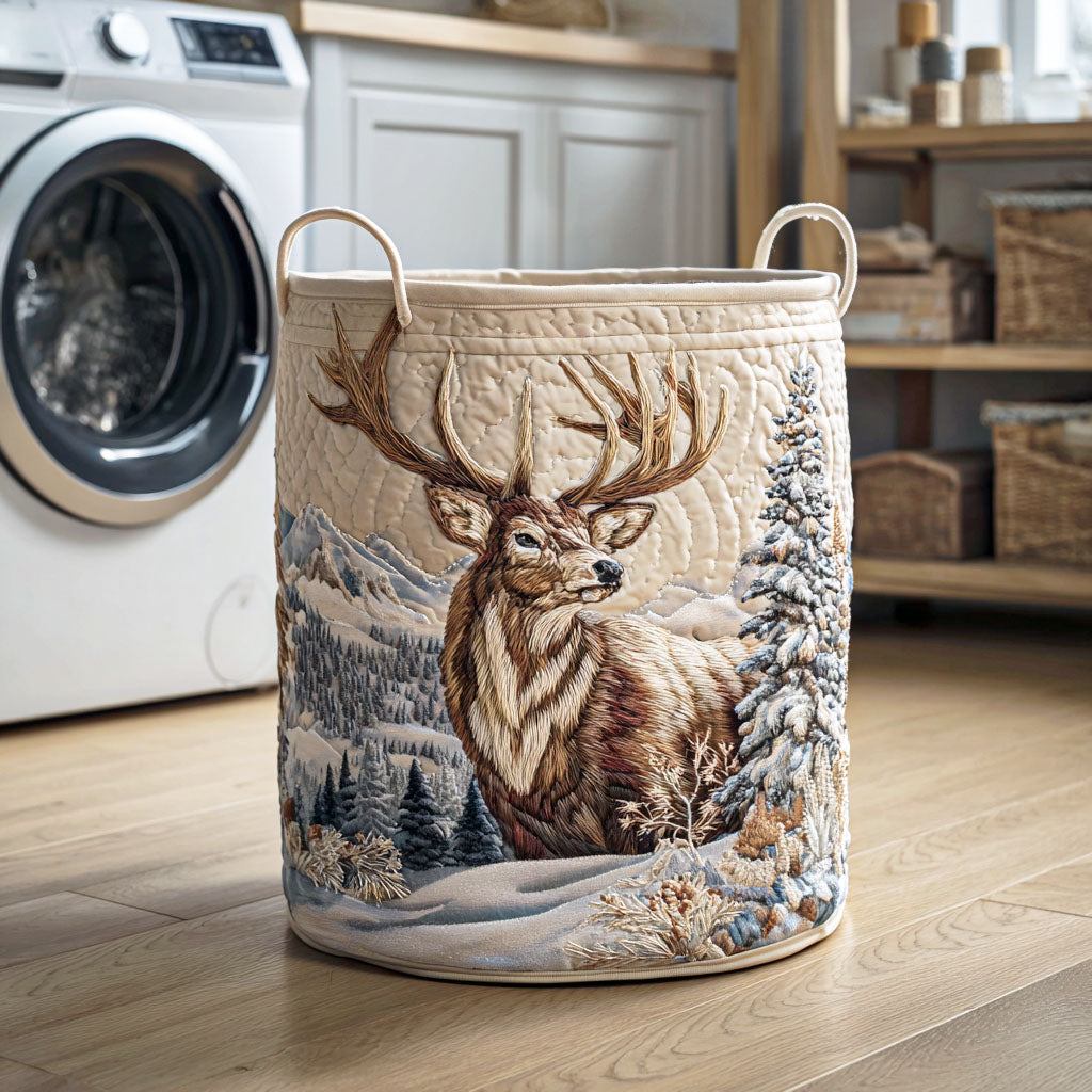 Frostbound Stag Quilted Laundry Basket Good Laundry Baskets Mother In Law Mothers Day Gifts