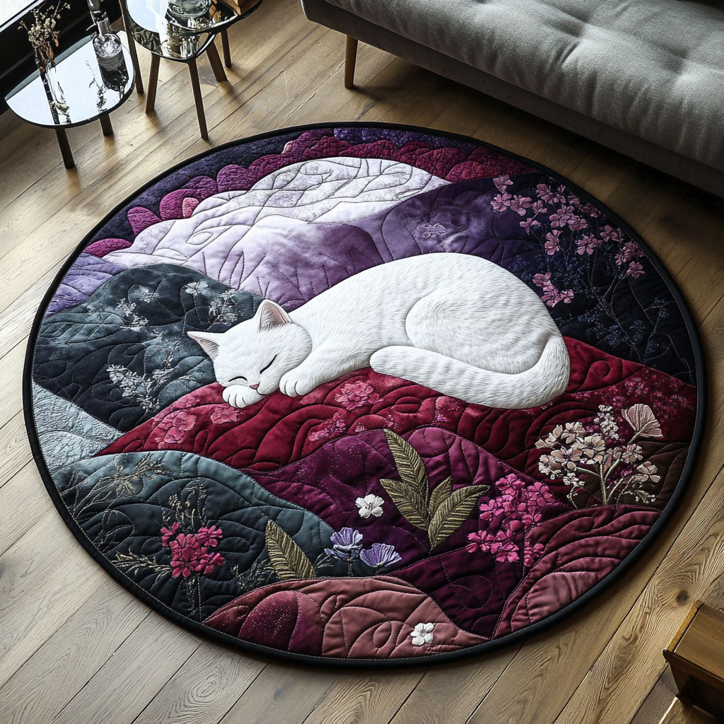 Frosted Grace Quilted Round Mat Living Room Furnishing Ideas Gifts For Black Cat Owners