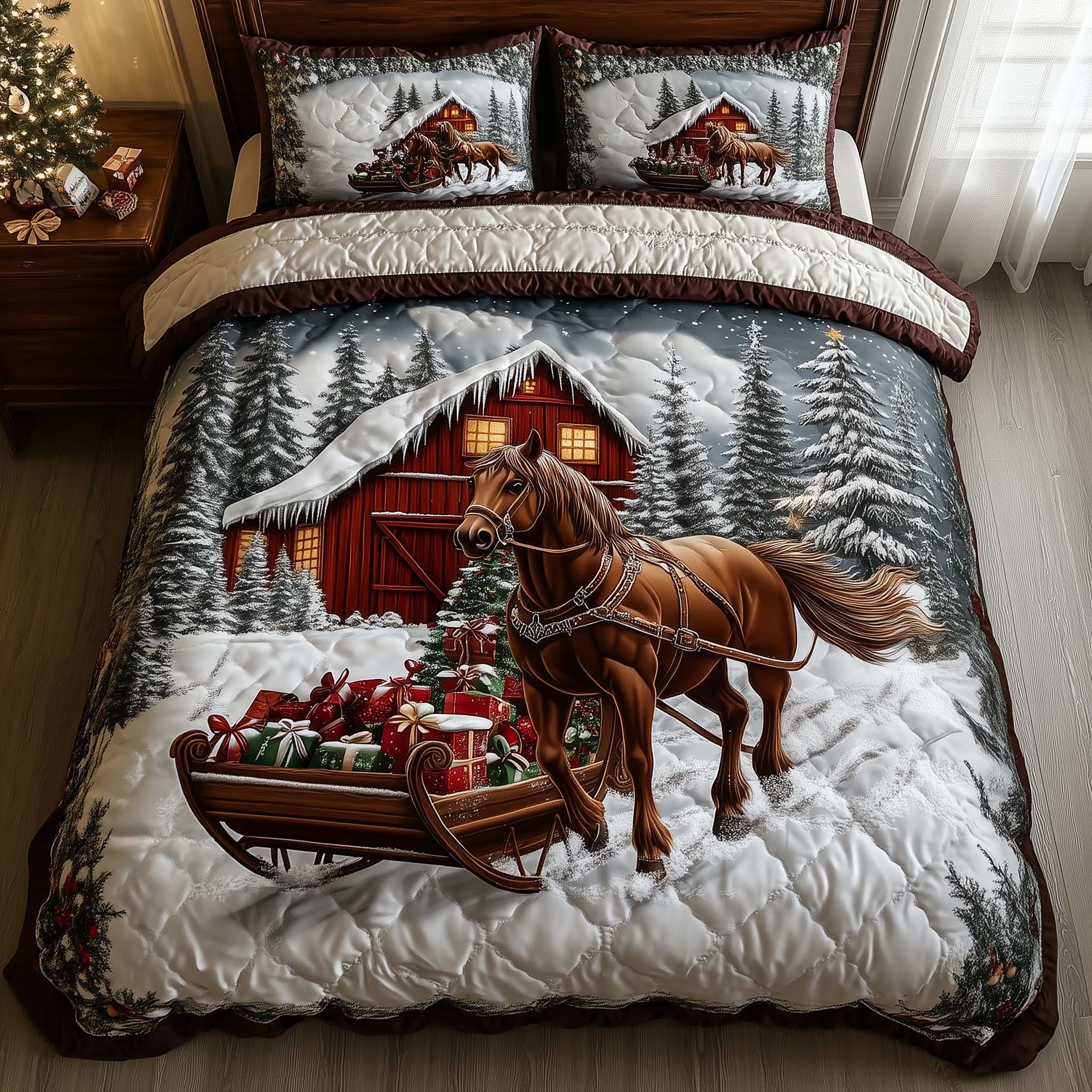 Frosted Homestead Quilted Bedding Set Bedroom Christmas Ideas Horse Christmas Presents