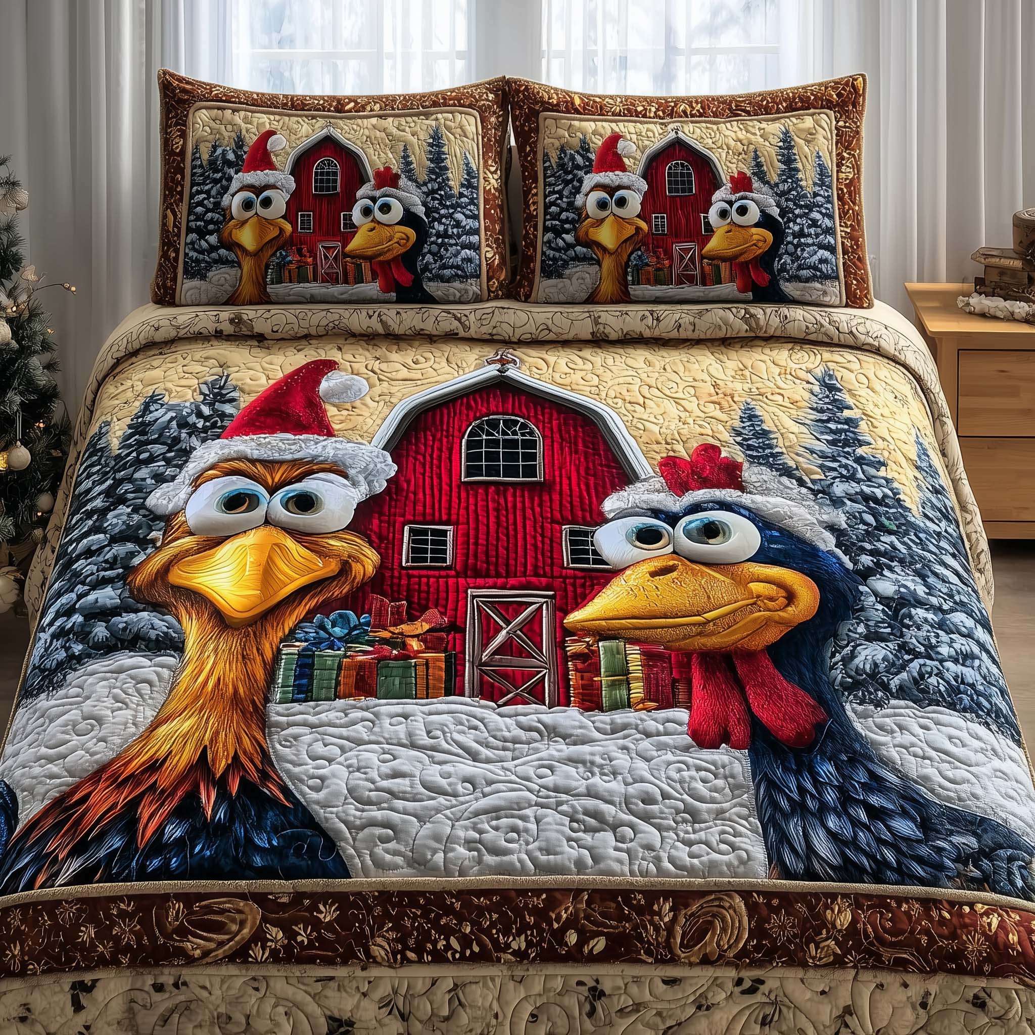 Frosted Homestead Quilted Bedding Set Bedroom Ideas For Christmas Chicken Lover Gifts