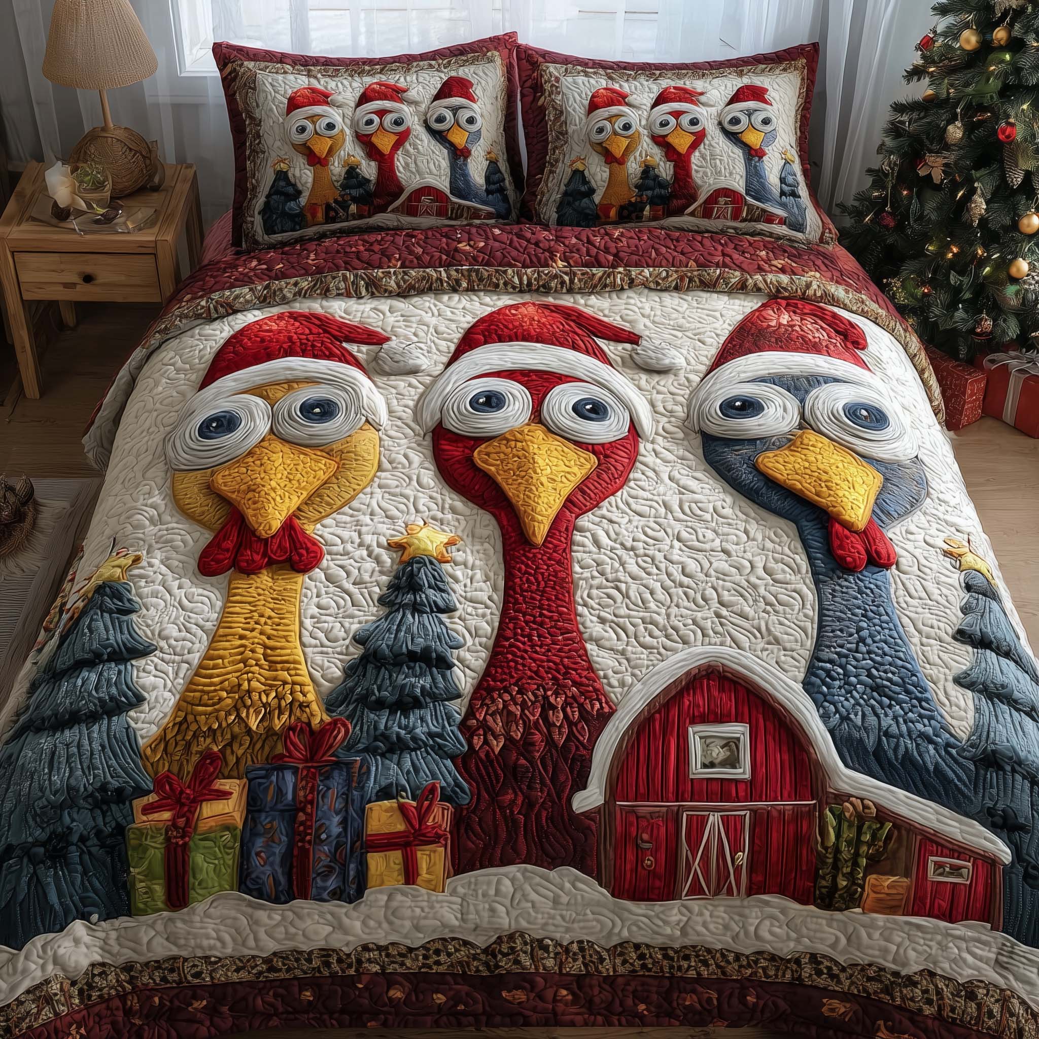 Frosted Homestead Quilted Bedding Set Christmas Room Ideas Chicken Lover Presents