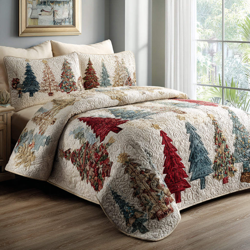 Frosted Pines Quilted Bedding Set Holiday Duvet Covers Family Xmas Ideas