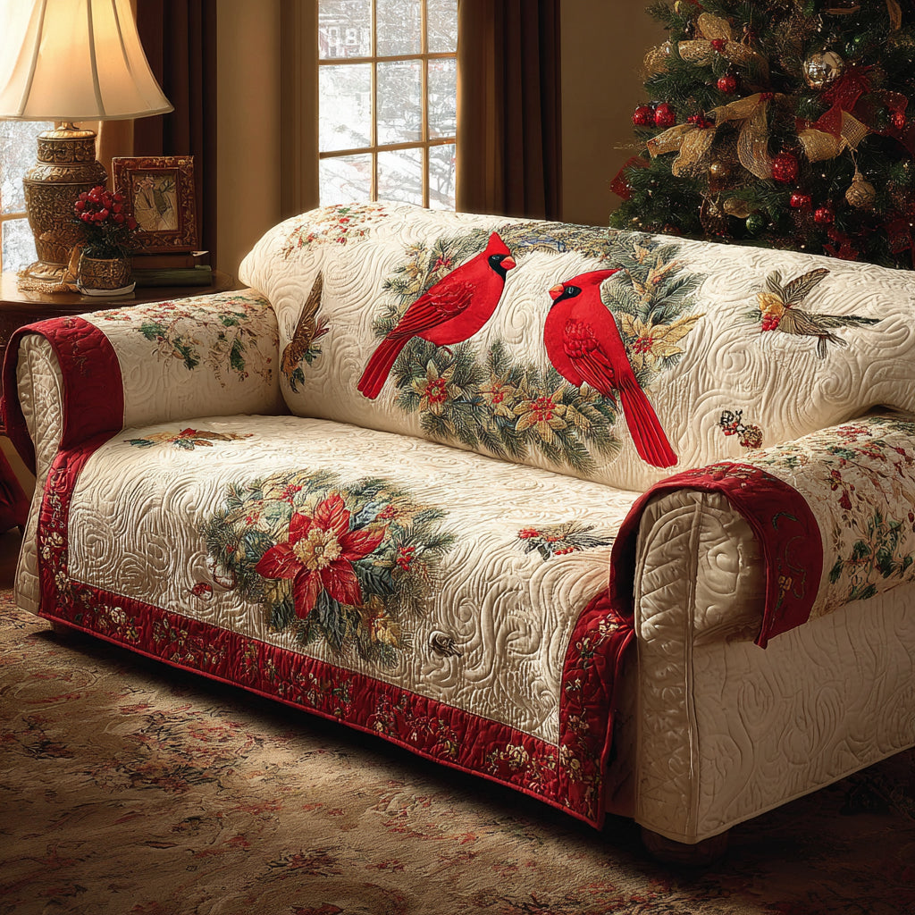 Frosted Wings Quilted Sofa Cover Sectional Couch Covers Cardinal Christmas Gift Ideas
