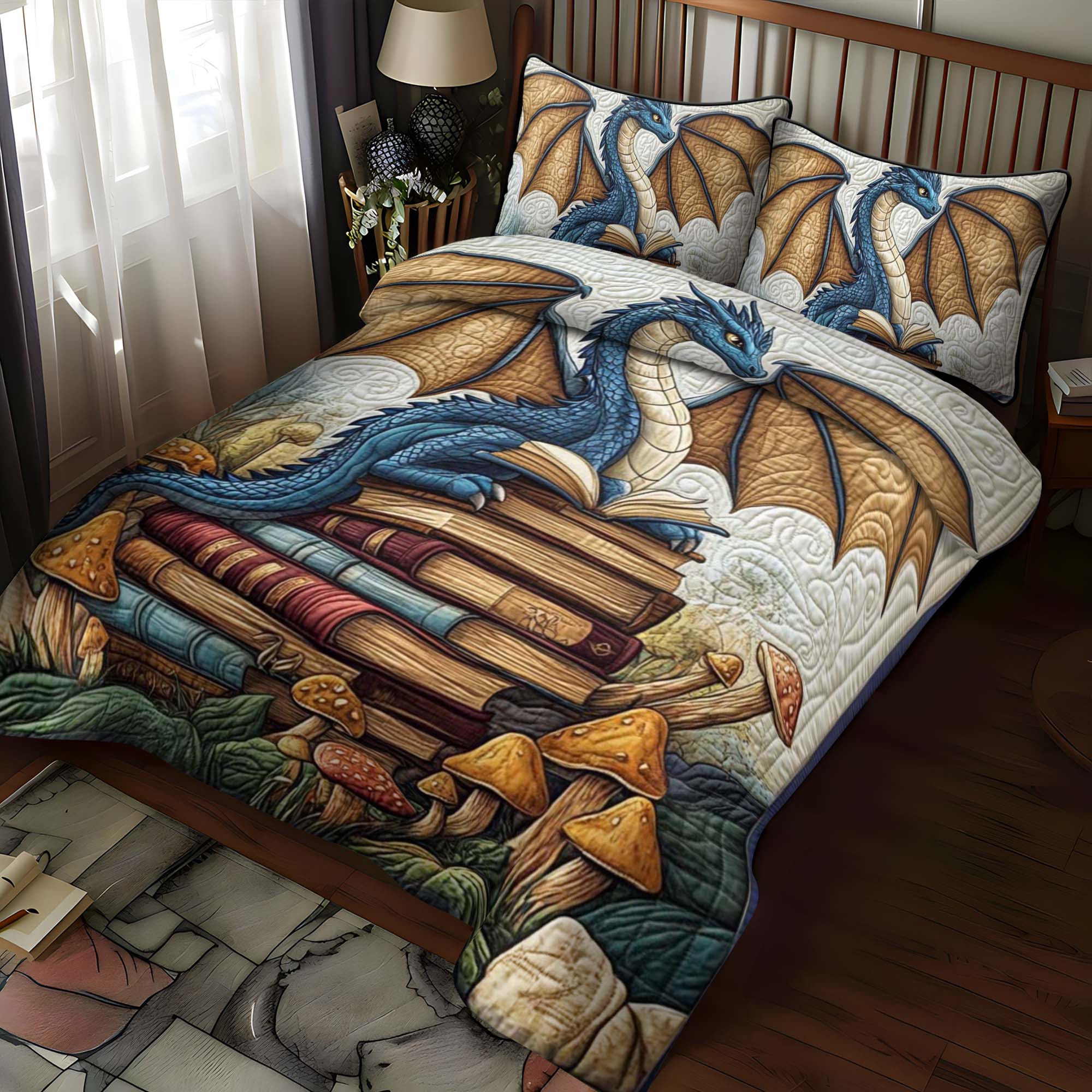Frostfang Chill Quilted Bedding Set Bedroom Decorations Book Themed Gifts For Husband