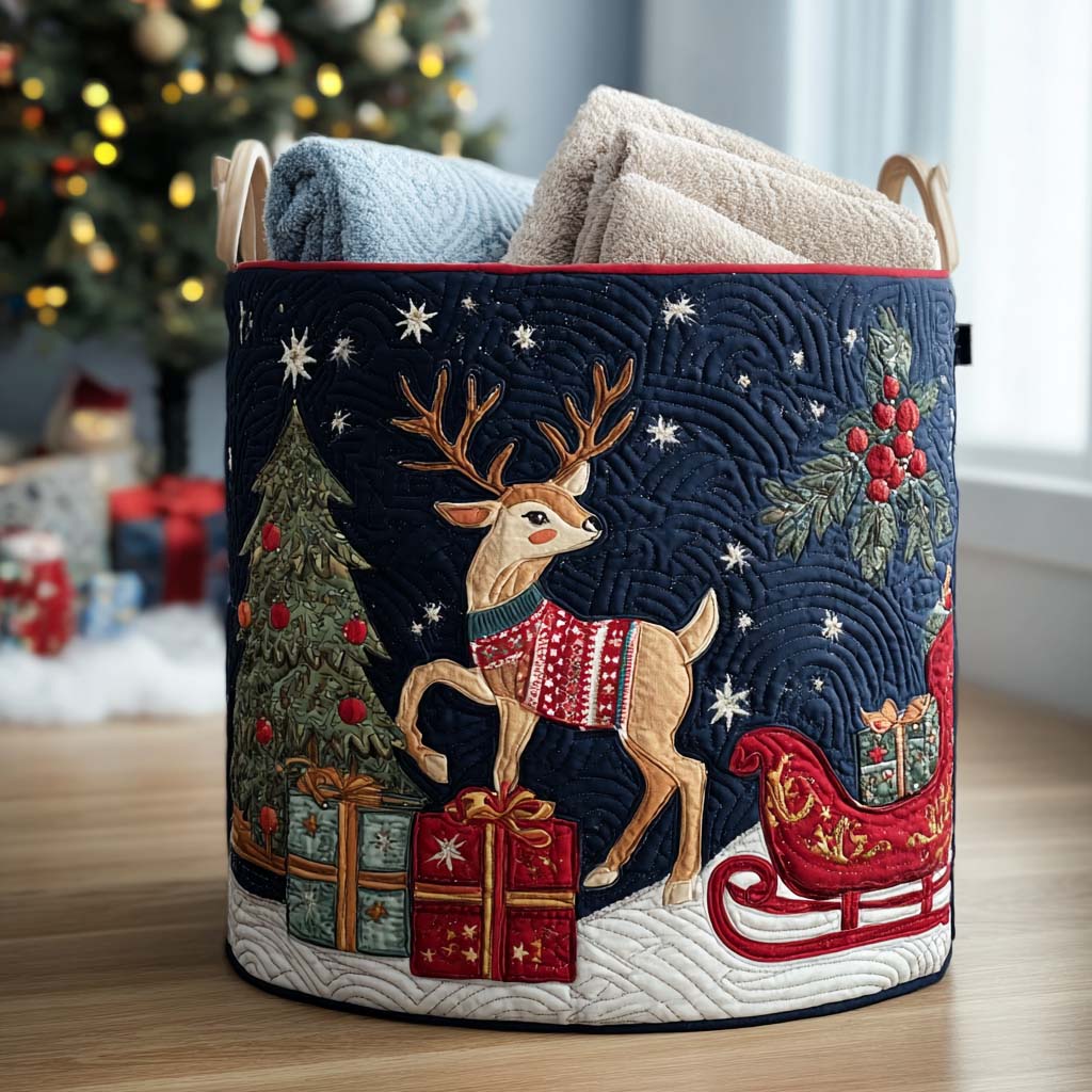Frostlight Reindeer Quilted Laundry Basket Unique Hampers Family To Family Christmas Gift Ideas