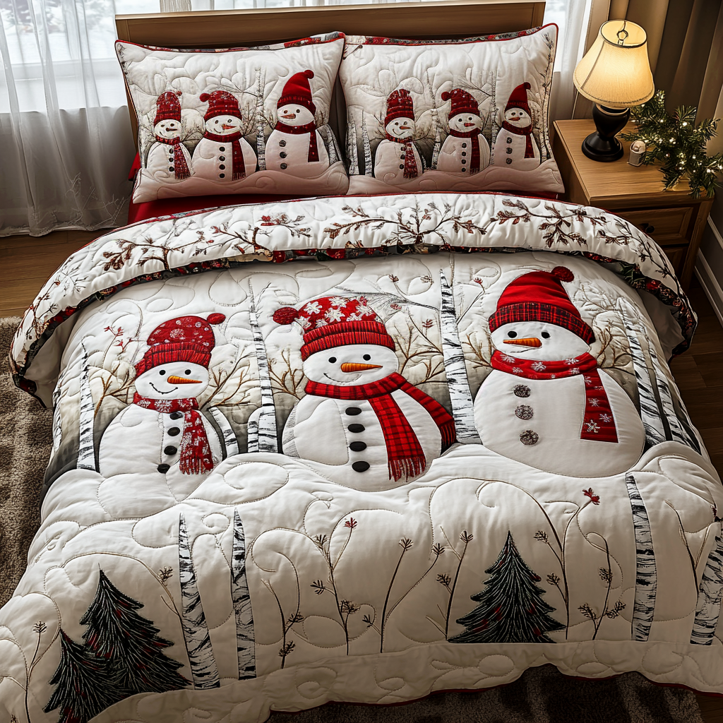 Frosty Bliss Quilted Bedding Set Holiday Duvet Covers Family Gift Ideas For Christmas