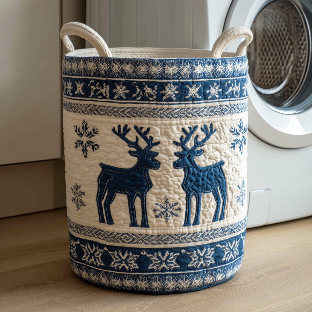Frosty Candle Road Quilted Laundry Basket Modern Laundry Hamper Gifts For Christmas For Mother In Law