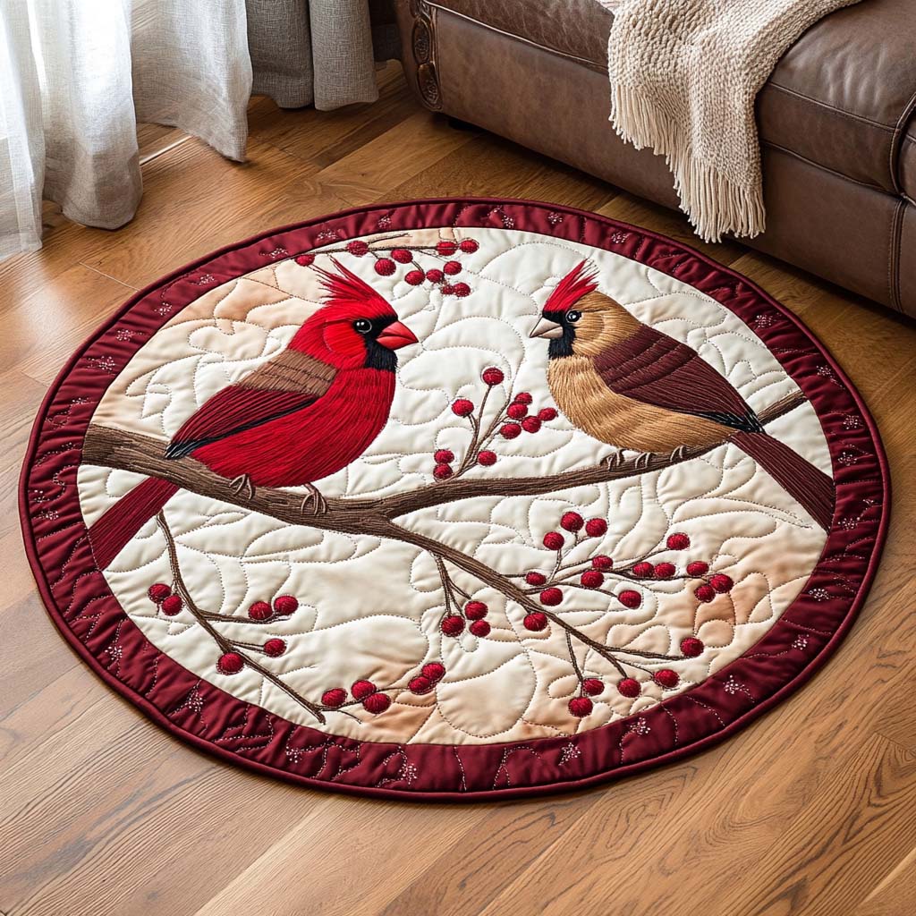 Frosty Cardinal Daybreak Quilted Round Mat Home Decor Shop Christmas Ideas For Mom