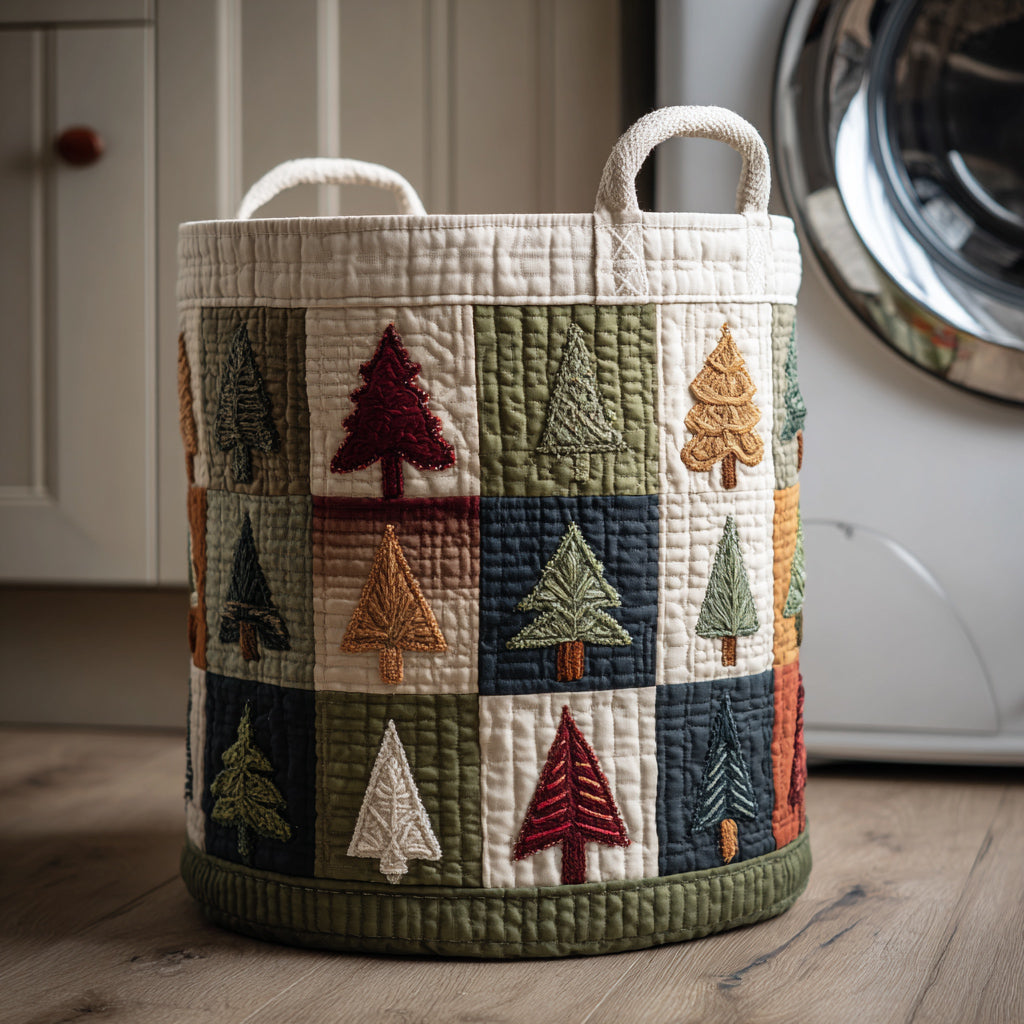 Frosty Christmas Tree Quilted Laundry Basket Unique Laundry Basket Good Christmas Gifts For Grandmas