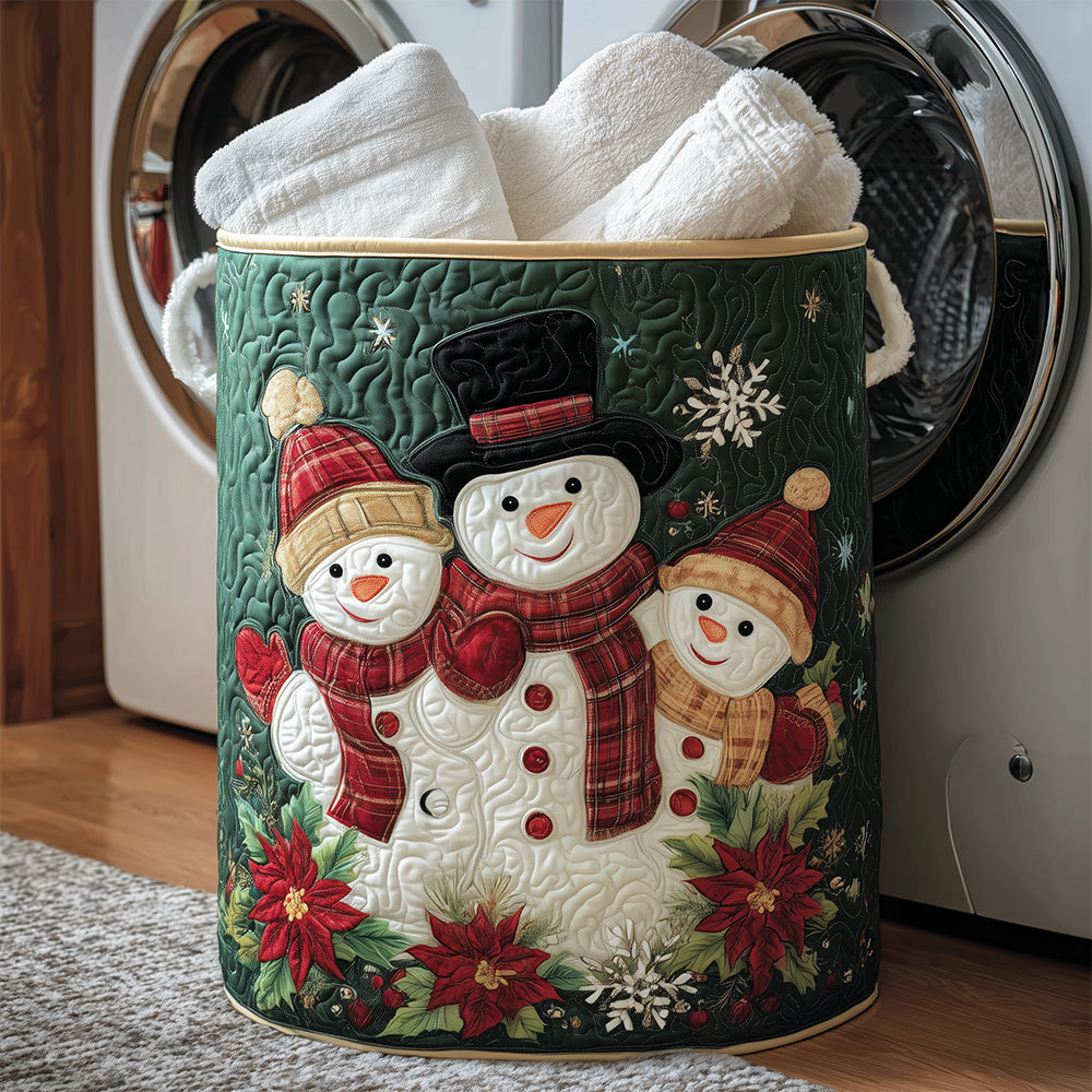 Frosty Family Hugs Quilted Laundry Basket Laundry Hamper Christmas Gift Ideas For Mom