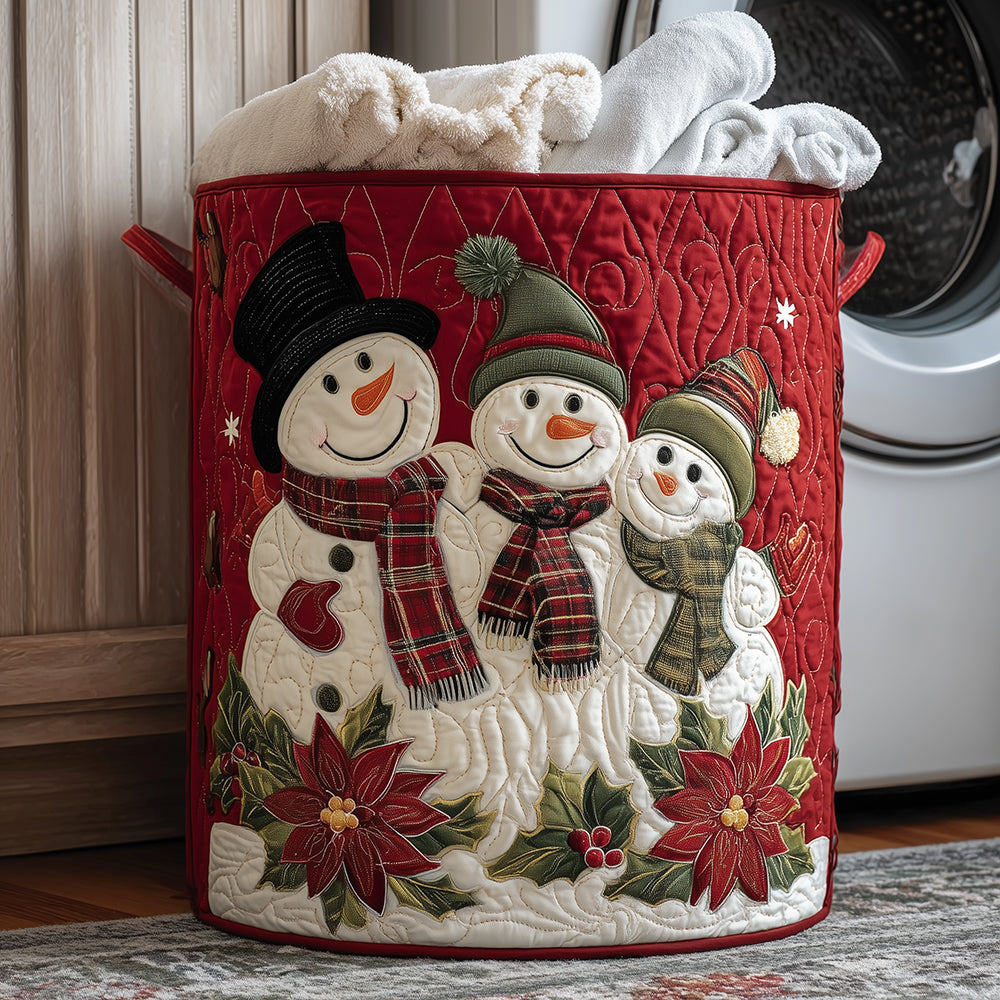 Frosty Family Joy Quilted Laundry Basket Laundry Bins Best Christmas Gifts For Mom