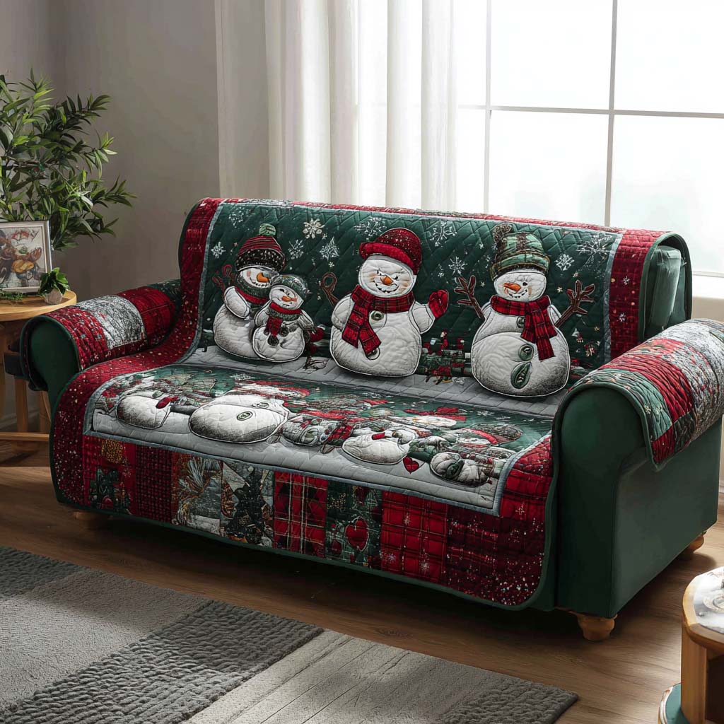 Frosty Family Sofa Quilted Sofa Cover Christmas Couch Covers Christmas Presents For Relatives