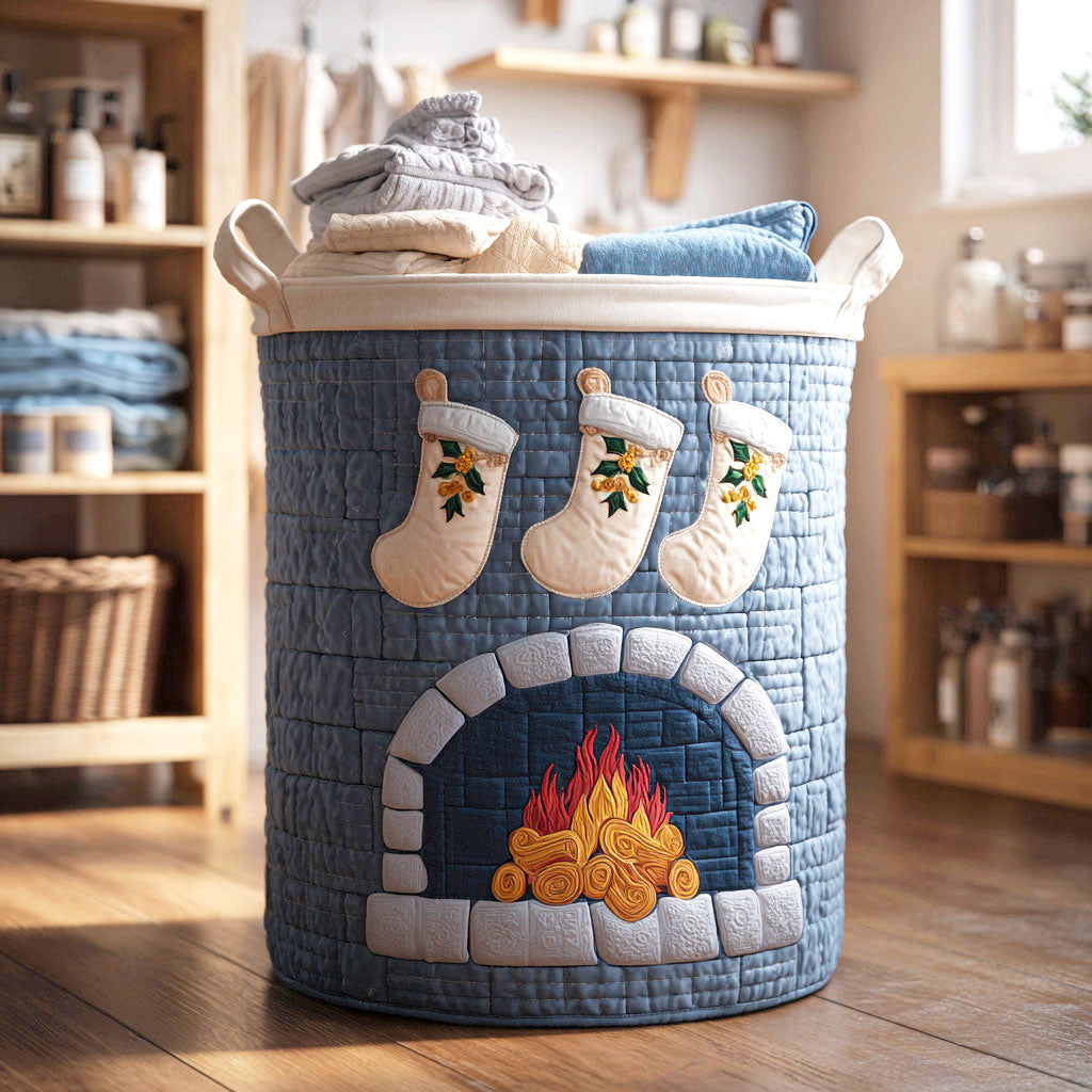 Frosty Fireplace Quilted Laundry Basket Hamper Basket Gifts For The Family Christmas