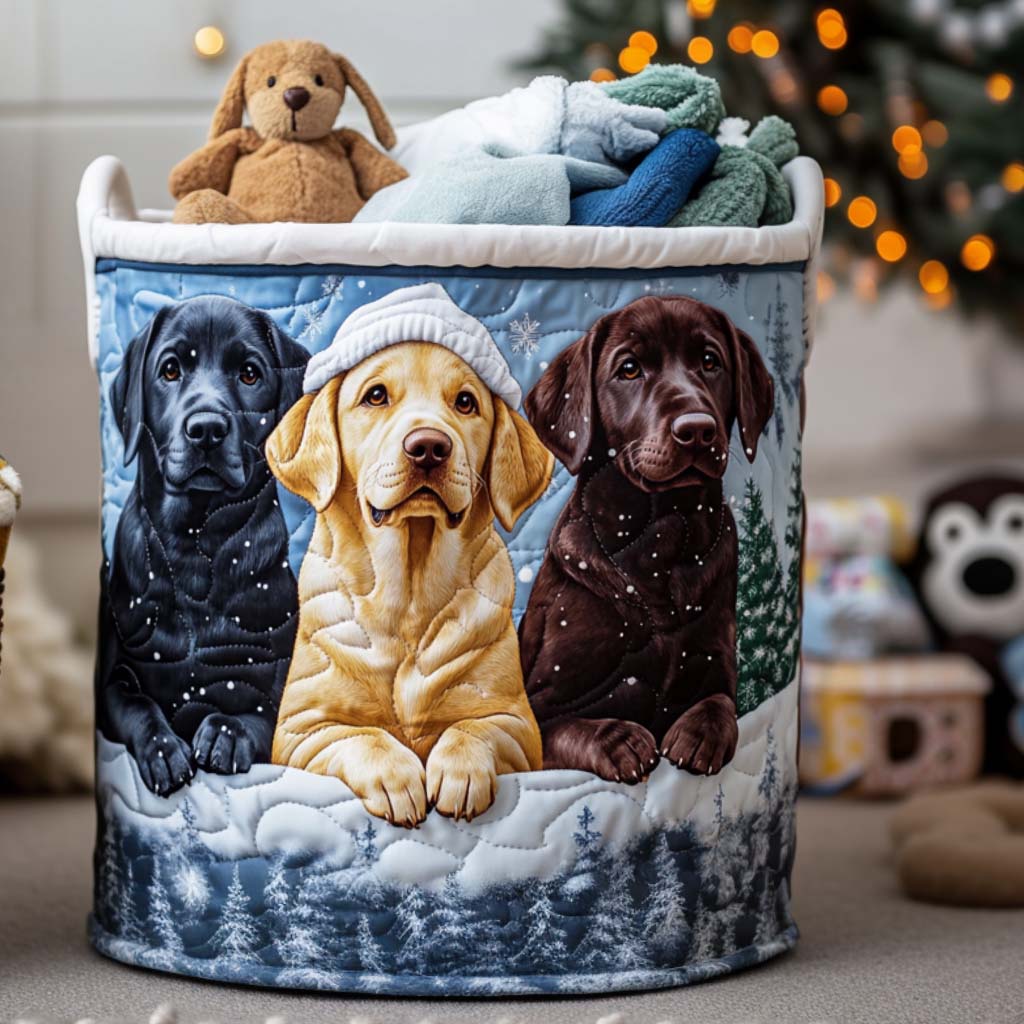 Frosty Friends Quilted Laundry Basket Farmhouse Laundry Basket Labrador Themed Gifts