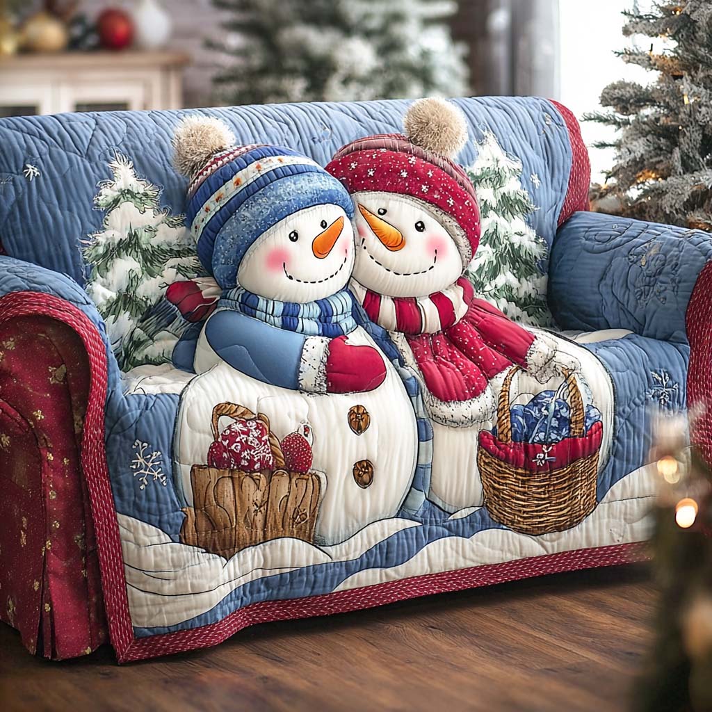 Frosty Love Story Quilted Sofa Cover Couch Covers For Couches Christmas Gifts For My Wife