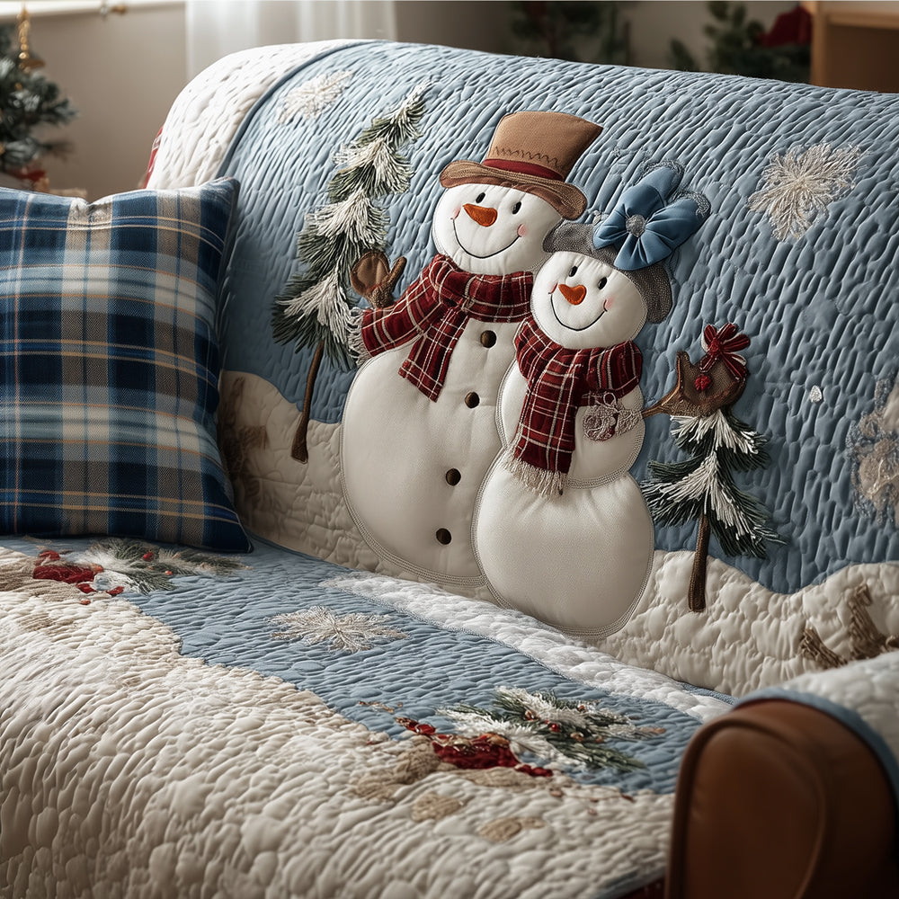 Frosty Lovebirds Quilted Sofa Cover Sofa Seat Covers Family Gift Ideas For Xmas
