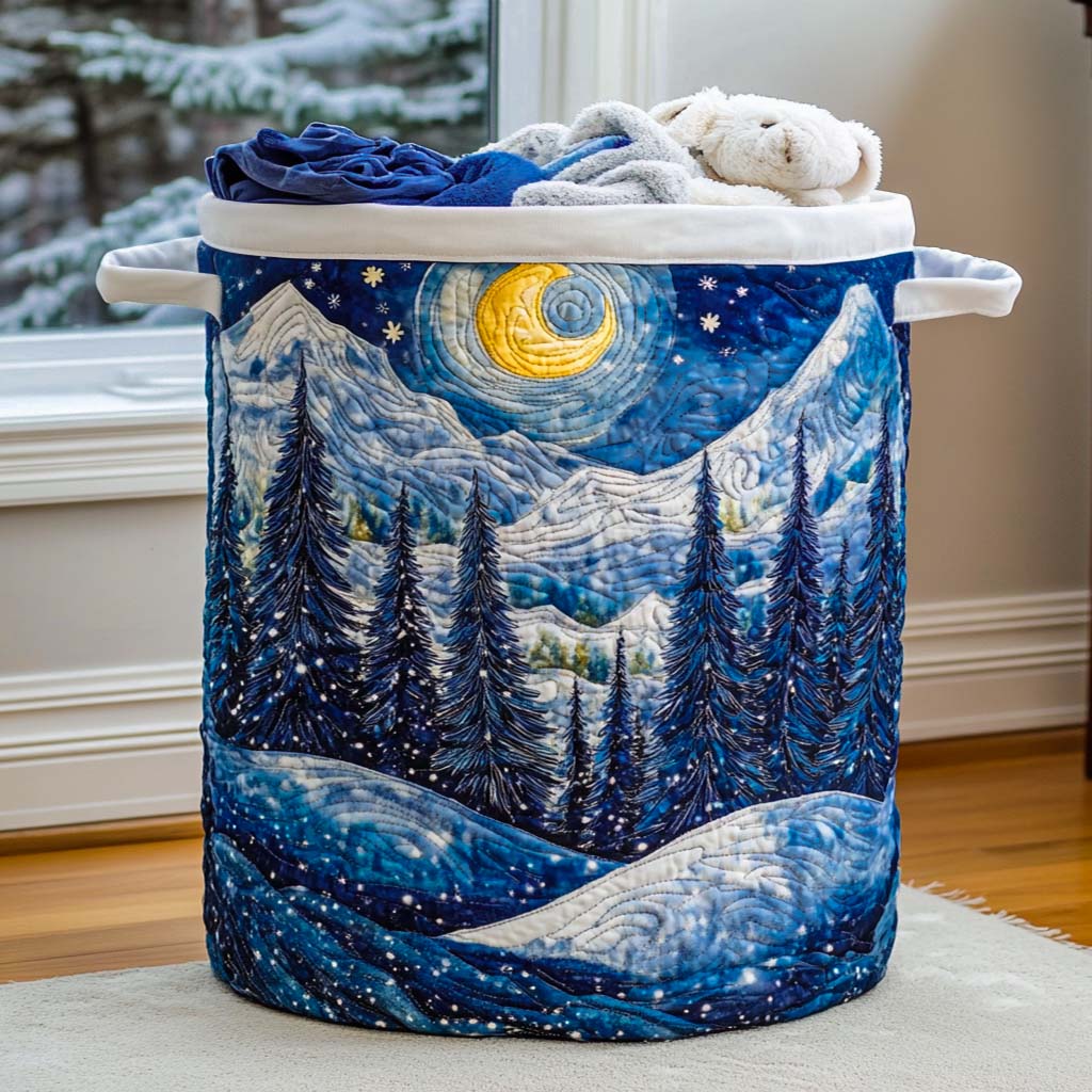 Frosty Moon Quilted Laundry Basket Best Clothes Hamper Grandparent Christmas Ornaments