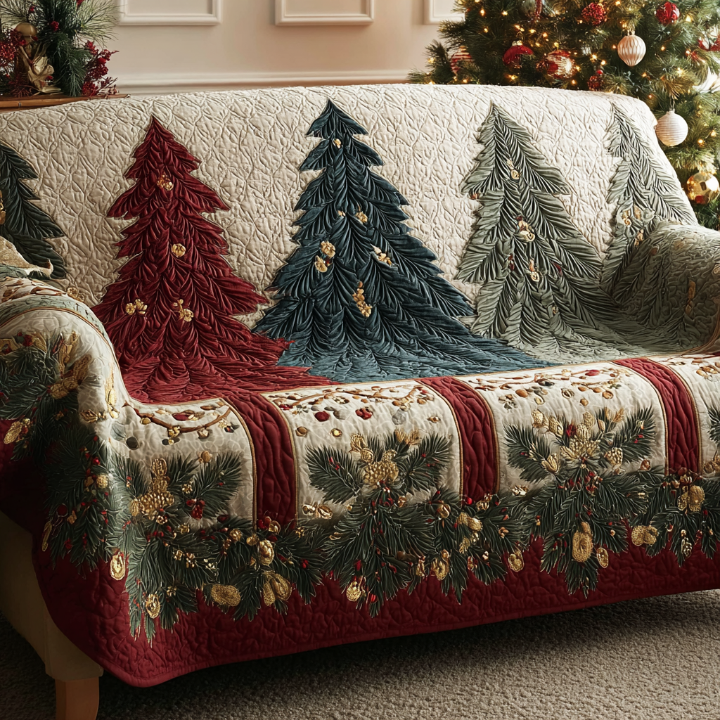 Frosty Night Quilted Sofa Cover Couch Seat Covers Best Family Xmas Gifts