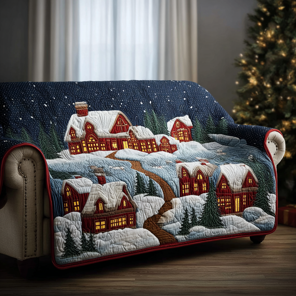 Frosty Path Quilted Sofa Cover Christmas Sofa Cover Xmas Presents For Mother In Law