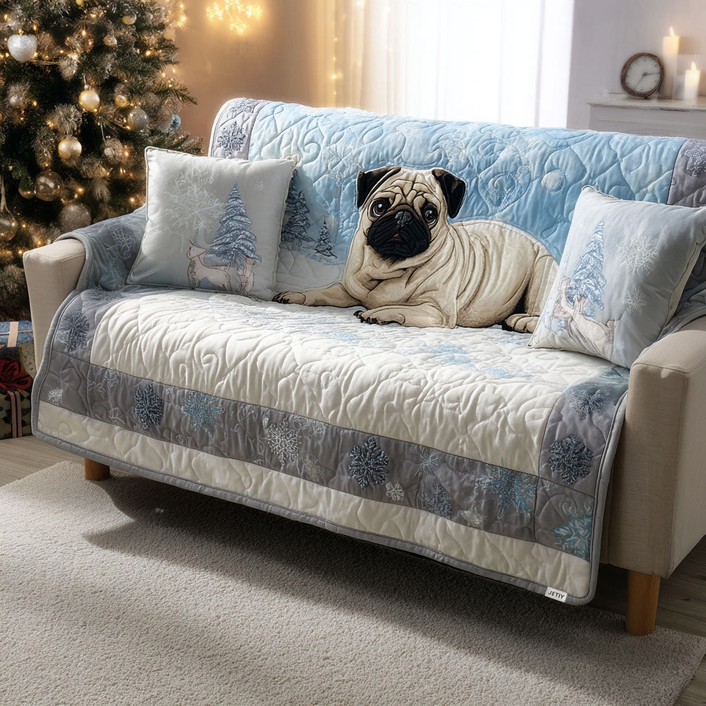 Frosty Paw Holiday Quilted Sofa Cover Best Sofa Covers Gifts For Pug Owners