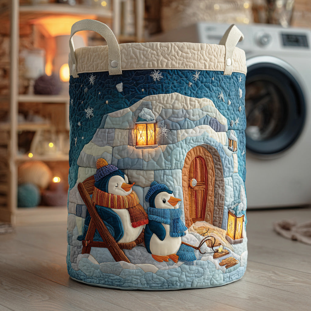 Frosty Penguin Friends Quilted Laundry Basket Biggest Laundry Basket Christmas Gift Ideas For Mom