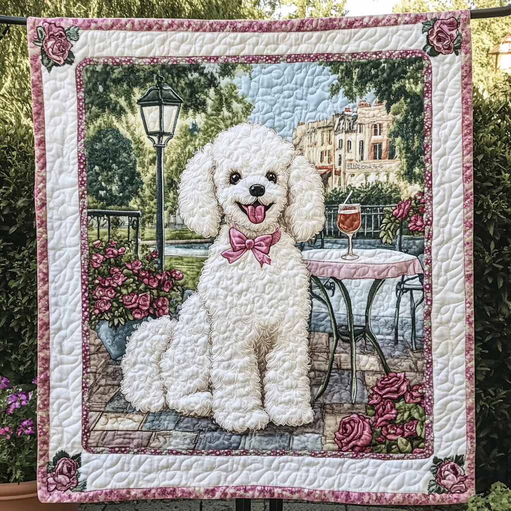Frosty Poodle Wonderland Quilted Blanket Bedroom Furniture Ideas Birthday Present For Dog Lovers