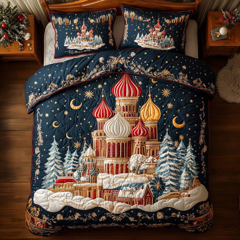 Frozen Splendor Lane Quilted Bedding Set Holiday Bedroom Decor Gifts For Christmas