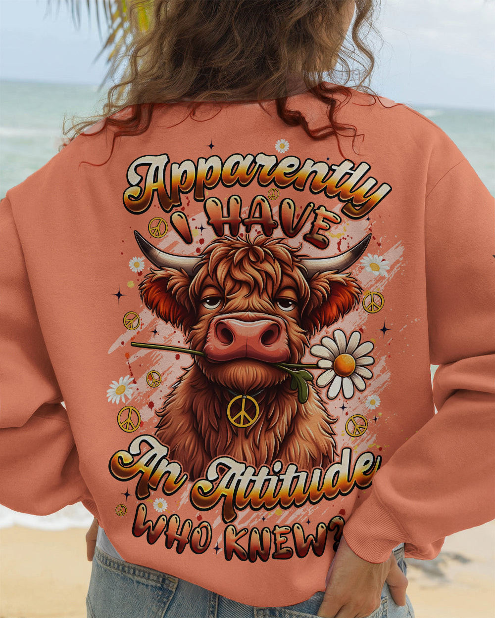 Fun Cow Apparently I Have An Attitude Sweatshirt Cute Farm Animal Clothing Gift For Cow Lovers - Image 2