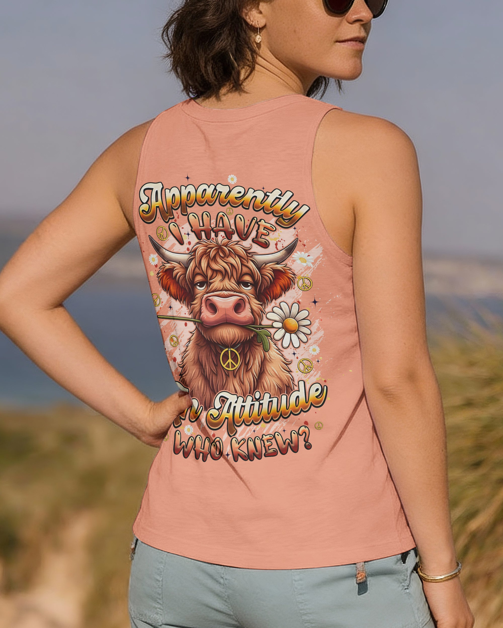 Fun Cow Apparently I Have An Attitude Tank Top Cute Farm Animal Merch Gift For Cow Lovers - Image 2
