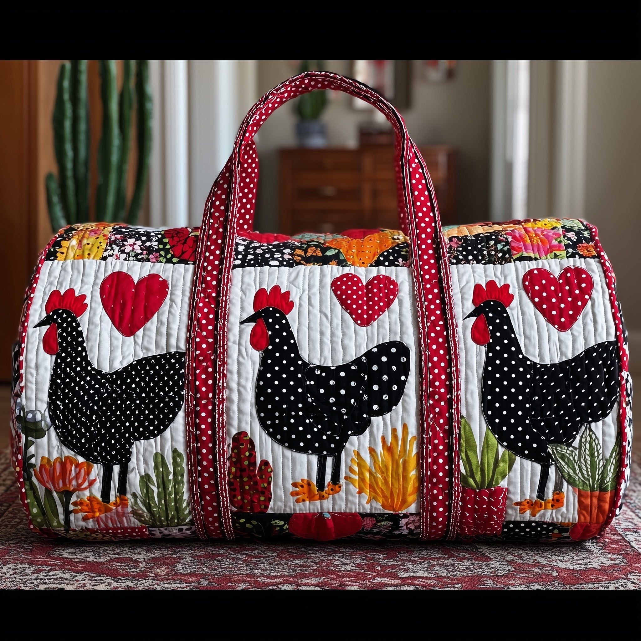 Funky Chicken Quilted Duffle Bag Trendy Duffel Bags Unusual Mother's Day Gifts