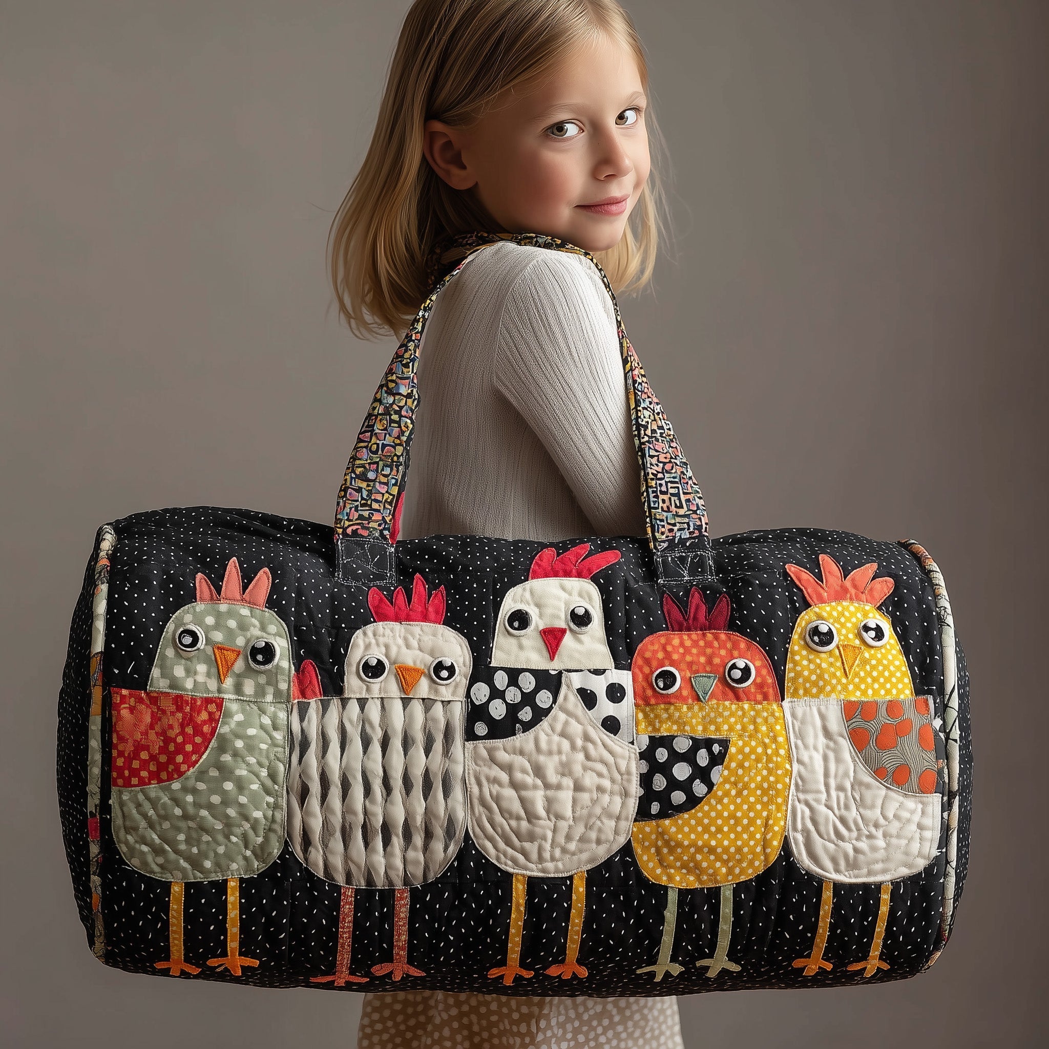 Funky Chicken Quilted Duffle Bag Women's Carry On Duffel Bag Best Mothers Day Gift For Wife